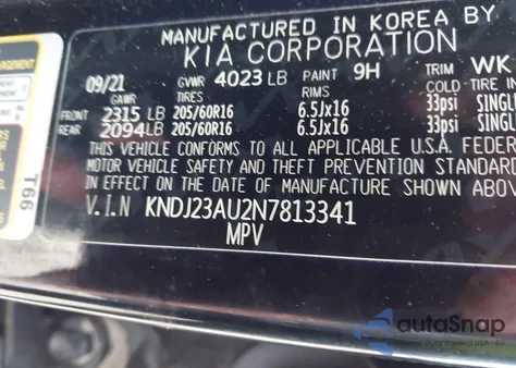 2022 Kia Soul Lx из США, поврежденный, VIN KNDJ23AU2N7813341